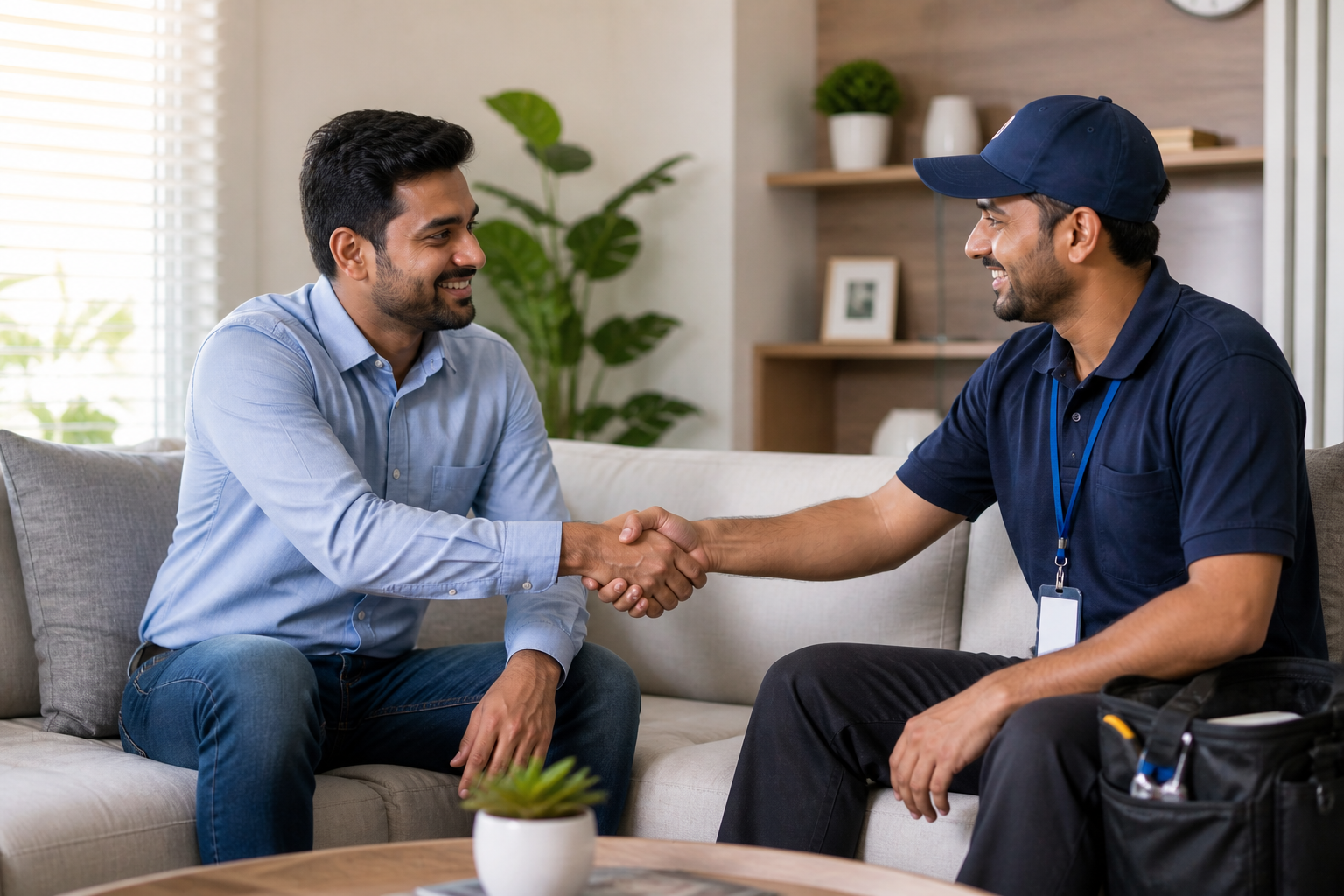Happy customer service review visual
